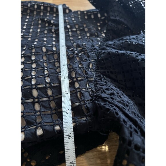 J Crew Black Nude One Shoulder Eyelet Blouse Size 00 - Picture 8 of 8